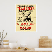 Texas Steer Sandwich 1938 WPA Poster (Küche)