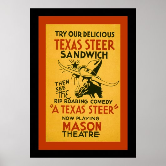 Texas Steer Sandwich Poster (Vorne)