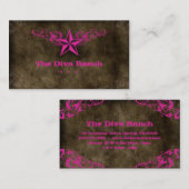 Texas-Stern-Visitenkarte-Brown-Veloursleder-Pink Visitenkarte (Vorne/Hinten)