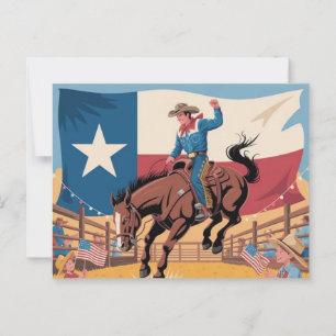 Texas Stolz Cowboy Art Rodeo-Szene Western Postkarte