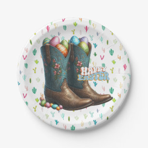 Texas/südwestliche Ostereierstiefel Pappteller