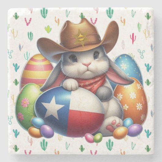 Texas/südwestlicher Osterhasen Steinuntersetzer (Vorderseite)