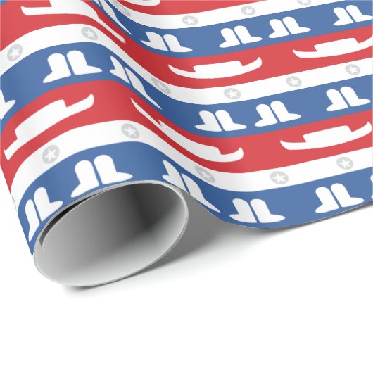 Texas-Tänzerhüte, Stiefel und Stern-Packpapier Geschenkpapier (Rolleneckpunkt)