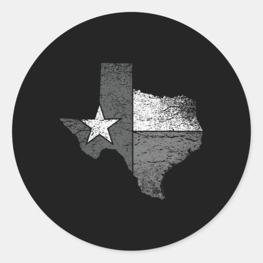 Texas Texas Flag BW-Karte Staat von Texas Runder Aufkleber (Vorderseite)