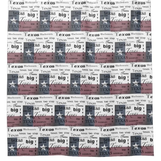Texas Text Design mit Texas Flag Duschvorhang (Vorderseite)