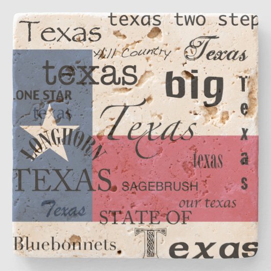 Texas Text Design mit Texas-Flag Steinuntersetzer (Vorderseite)