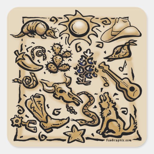 Texas Thang Quadratischer Aufkleber (Vorderseite)