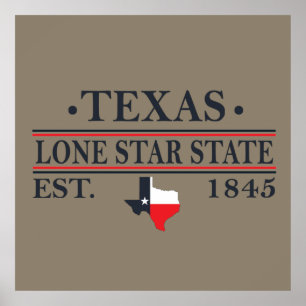 texas the lone star Staat-Kontur Poster