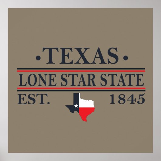 texas the lone star Staat-Kontur Poster (Vorne)