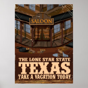 Texas 'The lone star Staat' Reiseplakat Poster