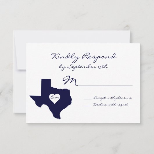 Texas Theme Navy Wedding RSVP Cards Karte (Vorderseite)