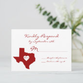 Texas Theme Red White Wedding RSVP Cards Karte (Stehend Vorderseite)