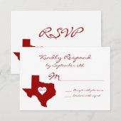 Texas Theme Red White Wedding RSVP Cards Karte (Vorne/Hinten)