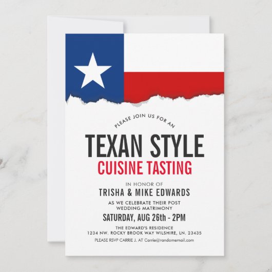Texas Themed Cuisine | Party Flag Einladung (Vorderseite)