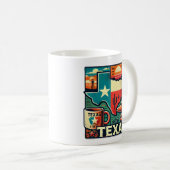 Texas-Themed Keramik Tasse - Staat Kontur, Cowboy (VorderseiteRechts)
