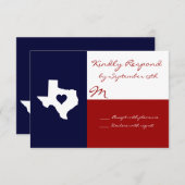 Texas Themed Red White Blue Wedding RSVP Cards (Vorne/Hinten)