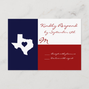 Texas Themed Red White Blue Wedding RSVP Cards Karte
