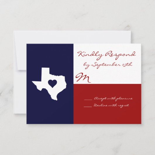 Texas Themed Red White Blue Wedding RSVP Cards Karte (Vorderseite)
