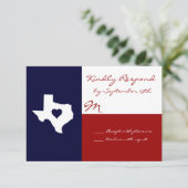 Texas Themed Red White Blue Wedding RSVP Cards Karte (Stehend Vorderseite)