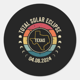 Texas Total Solar Eclipse 2024 American Totality A Runder Aufkleber