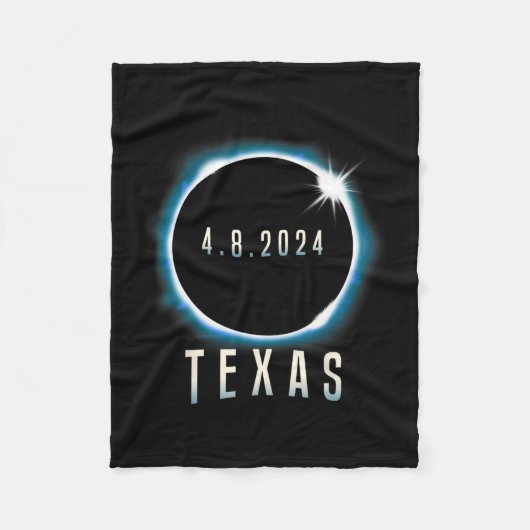 Texas Total Solar Eclipse 2024 Blue April 8 Men Wo Fleecedecke (Vorderseite)