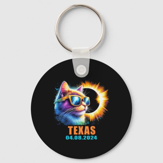 Texas Total Solar Eclipse 2024 Cat Solar Eclipse G Schlüsselanhänger (Vorderseite)
