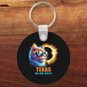 Texas Total Solar Eclipse 2024 Cat Solar Eclipse G Schlüsselanhänger (Vorderseite)