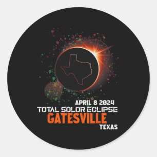 Texas Total Solar Eclipse 2024 Runder Aufkleber
