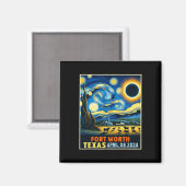 Texas Total Solar Eclipse 2024 Starry Night Magnet (Vorderseite/Rückseite)