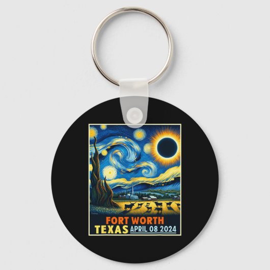 Texas Total Solar Eclipse 2024 Starry Night Schlüsselanhänger (Vorderseite)