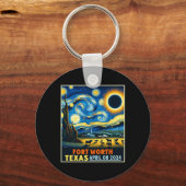 Texas Total Solar Eclipse 2024 Starry Night Schlüsselanhänger (Vorderseite)