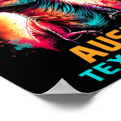 Texas Total Solar Eclipse 2024 T Rex Dinosaur Poster (Ecke)