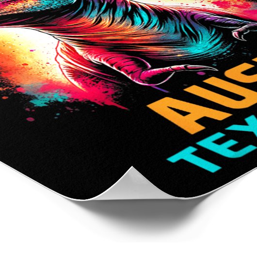 Texas Total Solar Eclipse 2024 T Rex Dinosaur Poster (Ecke)