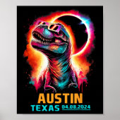 Texas Total Solar Eclipse 2024 T Rex Dinosaur Poster (Vorne)