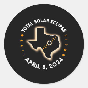 Texas Total Solar Eclipse 2024 Totality 8. April 2 Runder Aufkleber