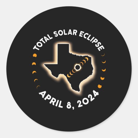 Texas Total Solar Eclipse 2024 Totality 8. April 2 Runder Aufkleber (Vorderseite)