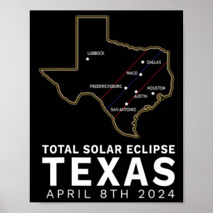 Texas Total Solar Eclipse 2024 Weg der Totalität Poster
