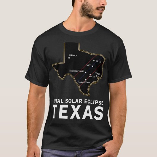 Texas Total Solar Eclipse 2024 Weg der Totalität T-Shirt (Vorderseite)