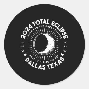 Texas Total Solar Eclipse 8. April 2024 Totalität Runder Aufkleber