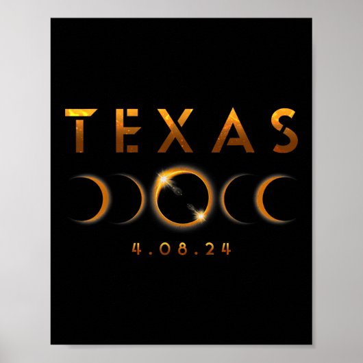Texas Total Solar Eclipse April 8 2024 Texas Solar Poster (Vorne)