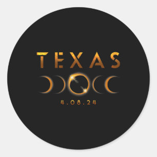 Texas Total Solar Eclipse April 8 2024 Texas Solar Runder Aufkleber