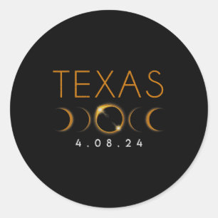 Texas Total Solar Eclipse April 8 2024 Texas Solar Runder Aufkleber