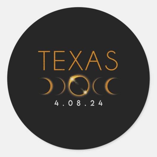 Texas Total Solar Eclipse April 8 2024 Texas Solar Runder Aufkleber (Vorderseite)