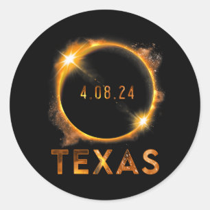 Texas Total Solar Eclipse April 8 2024 Texas Solar Runder Aufkleber