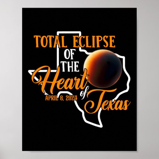 Texas Total Solar Eclipse April 8 2024 US-Karte To Poster (Vorne)