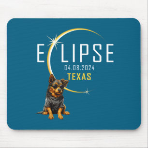 Texas Totale Sonnenfinsternis Hund Illustration Mousepad