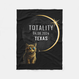 Texas Totale Sonnenfinsternis Katze Illustration Fleecedecke