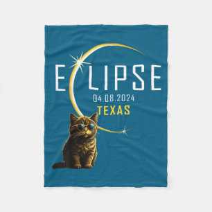 Texas-Totale Sonnenfinsternis-Katze-Illustration Fleecedecke
