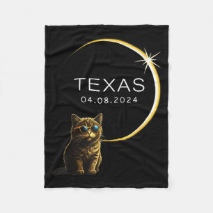 Texas-Totale Sonnenfinsternis-Katze-Illustration Fleecedecke