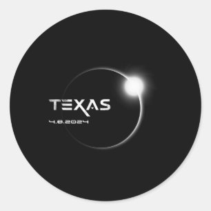 Texas Totality 4.08.2024 Total Solar Eclipse 2024 Runder Aufkleber